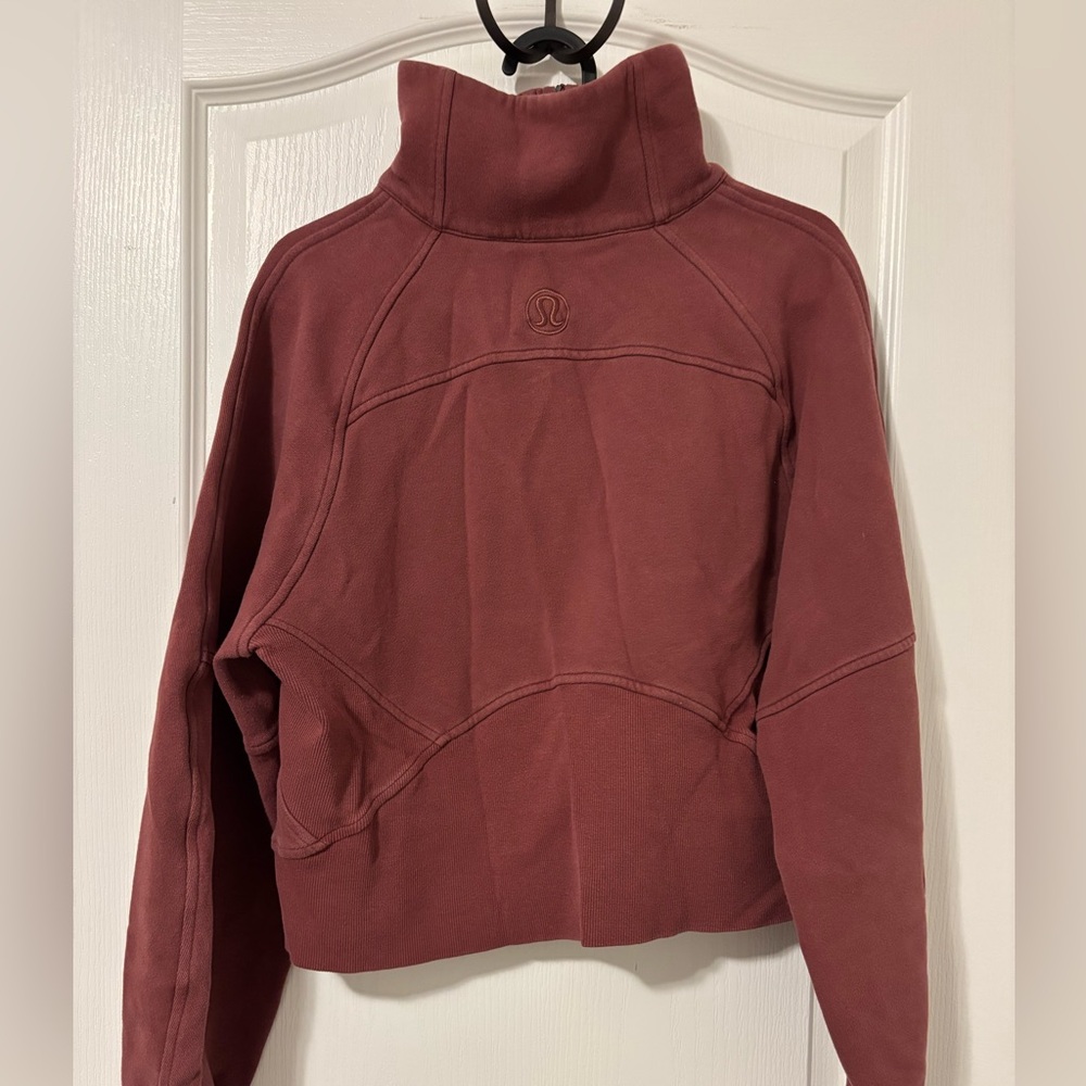 EUC Lululemon Womens Scuba half zip funnel neck sweater - smokey red XS/S - Picture 5 of 5